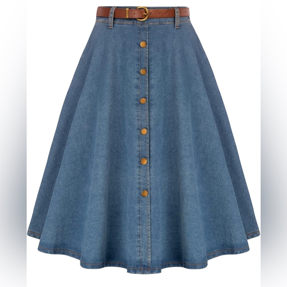 NWT Denim Blue Button-Down Skirt - Picture 4 of 8